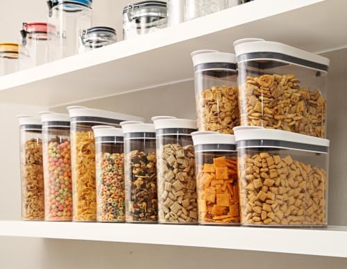 Felli Airtight Cereal Containers 3.3 Qt, Stackable BPA-Free Acrylic Cereal Dispenser with Flip-Top Lid, Medium Pantry Food Storage for Oats, Granola, Rice (Medium 3.3Qt - 3pk)