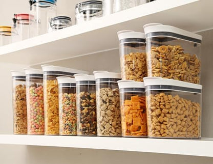 Felli Airtight Cereal Containers 3.3 Qt, Stackable BPA-Free Acrylic Cereal Dispenser with Flip-Top Lid, Medium Pantry Food Storage for Oats, Granola, Rice (Medium 3.3Qt - 3pk)