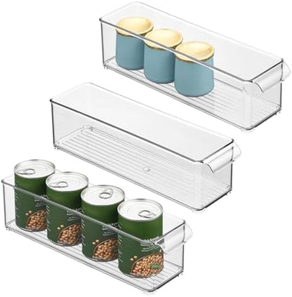 iDesign Stackable Fridge Storage Bin with Handle, Set of 3, Clear