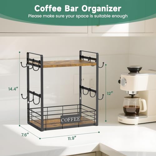 EsLuker.ly Coffee Mug Cup Holder Tree Bar Station Organizer, 2 Tier