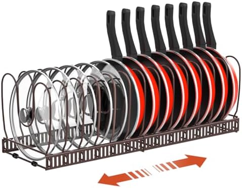 Housolution Pot and Pan Lid Organizer Holder Storage Rack, Bronze