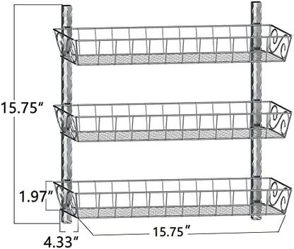 SWOMMOLY Wall Mount Spice Rack Organizer, 3-Tier Adjustable Dual-Use Shelf