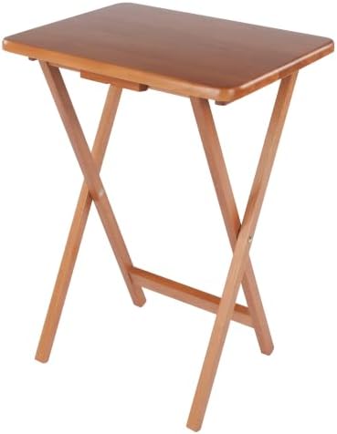 Winsome Sophia Set of 4 Foldable Snack Tables with Storage Rack, Teak