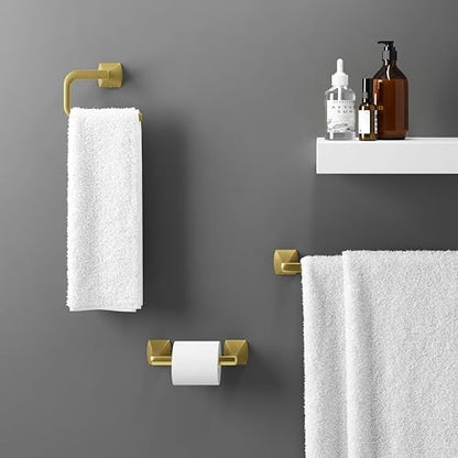 Pfister Bruxie Towel Ring, Hand Towel Holder for Bathroom, Wall-Mounted, Screw-in, Brushed Gold Finish, BRBBIE0BG