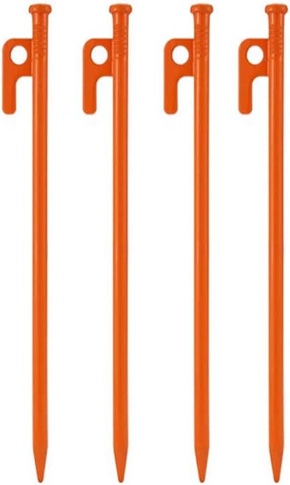 4Pcs Heavy-Duty Forged Steel Tent Stakes, 12in, with Storage Pouch ??Ideal for Rocky Terrain, Snowfields, and Camping (4Pcs 12in Stakes Included) (Orange)