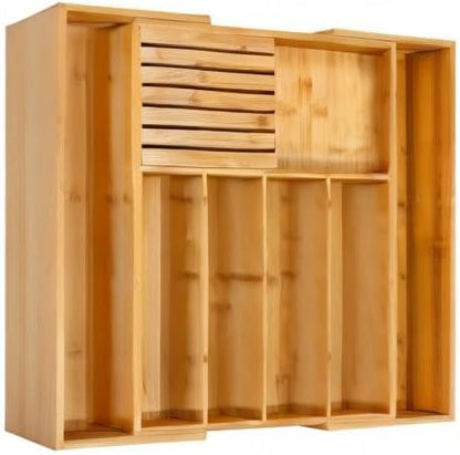 VaeFae Bamboo Silverware Drawer Organizer Kitchen, Expandable Utensil Organizer