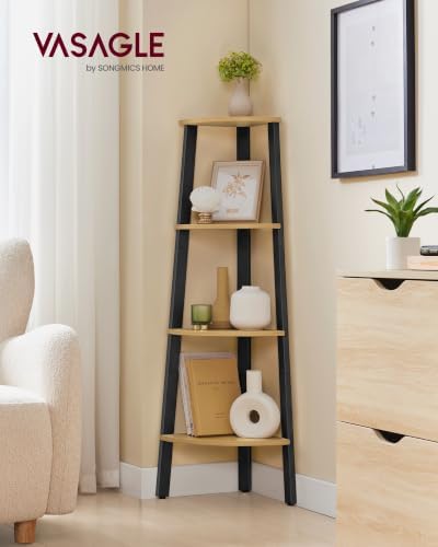 VASAGLE 4-Tier Corner Shelf Stand, Modern Ladder Shelf