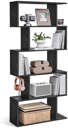 VASAGLE 5-Tier Bookcase, Open Storage, 27.6 x 9.5 x 62.6 Inches