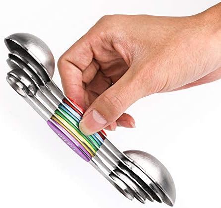 Magnetic Measuring Spoons Set Dual Sided Stainless Steel Set of 7 Stackable