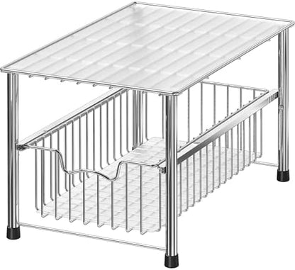 Simple Houseware Chrome Metal Stackable Storage Rack, 16.75 in L x 10.8 in W x 10.25 in H