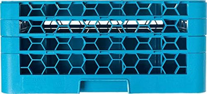 Carlisle FoodService Products OptiClean 25-Compartment Glass Racks With 3 Extenders for 3.19" Cups – Glass Racks for Restaurants Scratch-Resistant Texture, Blue
