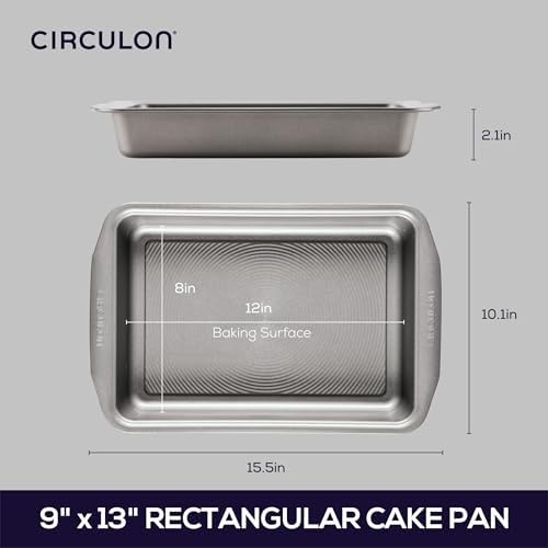 Circulon Nonstick Bakeware Rectangle Baking Pan / Cake Pan, 9 Inch x 13 Inch, Gray
