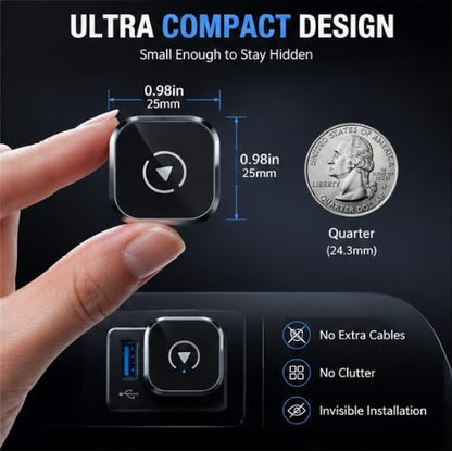 Wireless CarPlay Adapter for Nissan Murano 2020-2021 SUV- Slim Mini USB Design with Type-C Extension for Stable Zero-Latency Connection