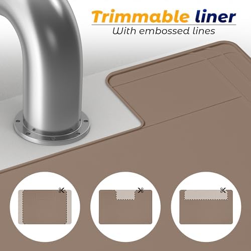 The Original Under Sink Mat - Silicone Waterproof mat, Trimmable, Easy to Clean, Kitchen cabinet liner, Under sink protector mats, Drip Tray with Lip - 34" x 22" or smaller