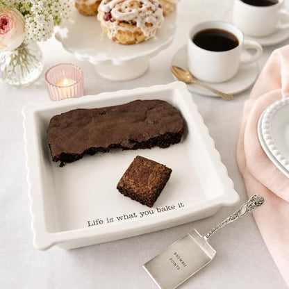 Mud Pie Ceramic Brownie Pan Set with Silverplate Server