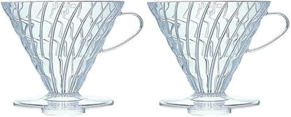 Hario V60 Plastic Coffee Dripper, Size 03, Clear (Pack of 2)