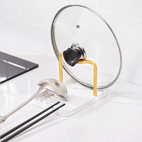 Spoon Rest with Lid Holder, Stainless Steel Lid Holder While Cooking &