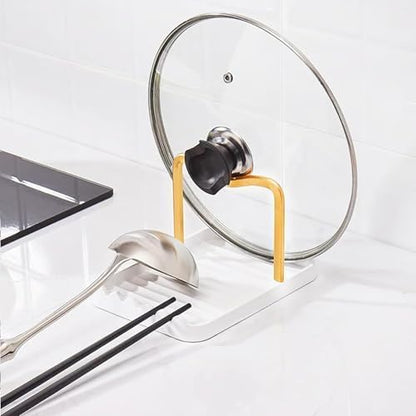 Spoon Rest with Lid Holder, Stainless Steel Lid Holder While Cooking &