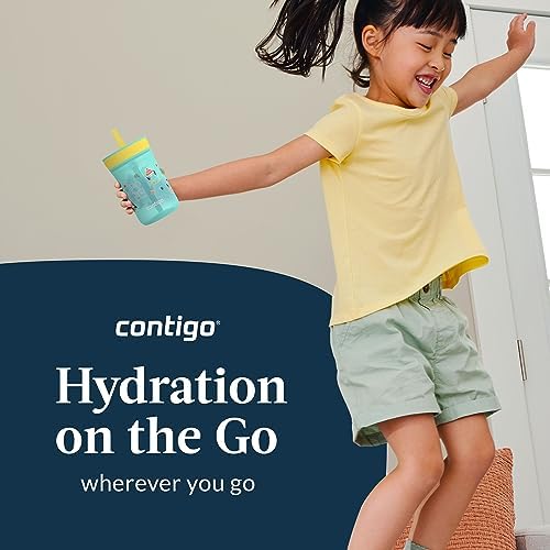 Contigo Kids’ Leighton Straw Tumbler with Spill-Proof Lid 14oz. 2 Pack Blueberry & Jade