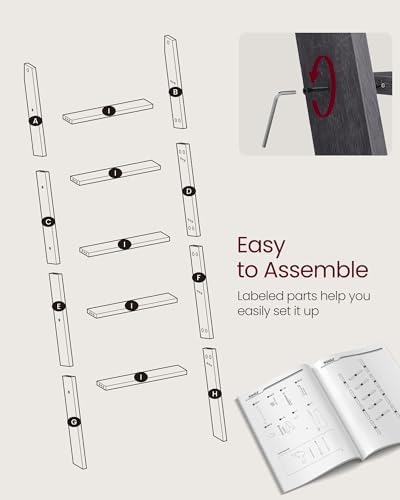 VASAGLE 5-Tier Blanket Ladder, Modern Basic Ladder Shelf