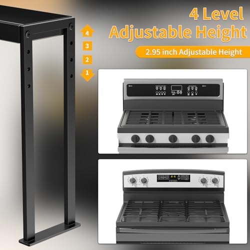 Over the Stove Shelf, Expand 27 to 33 Inch for Curved Stove,Black
