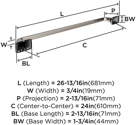 Amerock BH36014G10 | Brushed Nickel Towel Bar | 24 inch (610 mm) Center-to-Center Towel Rack | Highland Ridge | Bathroom Towel Holder | Bathroom Hardware | Bath Accessories
