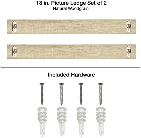 MCS Picture Ledge Shelf, Room Decor Floating Shelf, Natural Woodgrain, 18 Inch, Set of 2