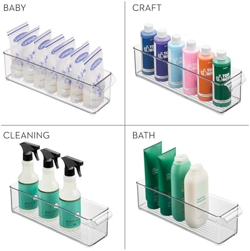 iDesign Stackable Fridge Storage Bin with Handle, Set of 3, Clear
