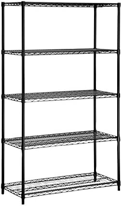 Honey-Can-Do 5-Tier Steel Shelving Unit, 800 lb/Shelf, Black, 42x18x72 in