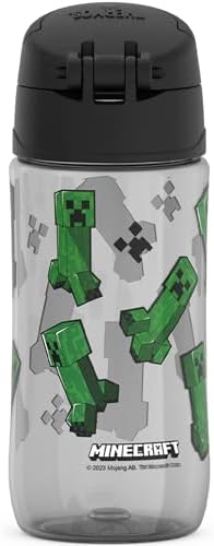THERMOS FUNTAINER 16oz Plastic Bottle with Spout Lid, Minecraft