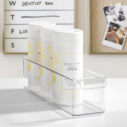 iDesign Stackable Fridge Storage Bin with Handle, Set of 3, Clear