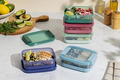 Ello 3.7 Cup Plastic Meal Prep Containers, 10 Pc, 5 Pack, Everest