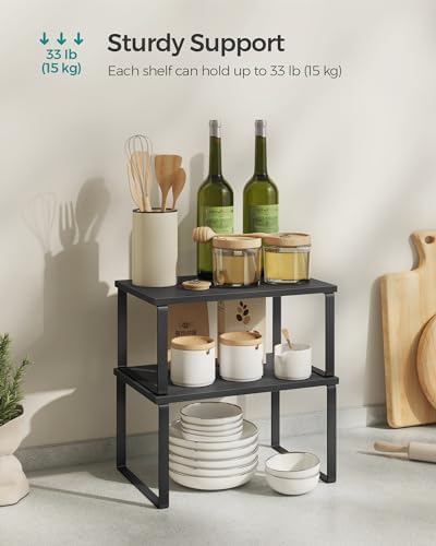 SONGMICS Cabinet Organizer Shelf, Set of 2 Spice Rack, Kitchen Storage