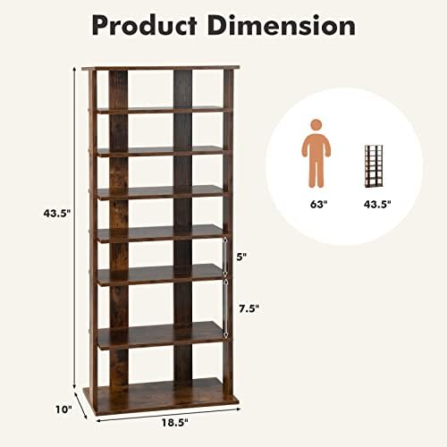 COSTWAY 7 Tiers Shoe Rack, Patented Shoe Organizer (Rustic Brown)