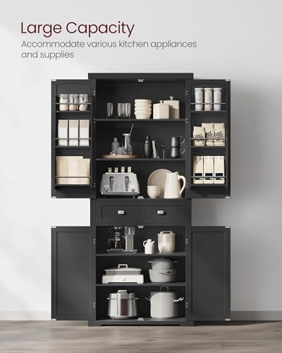 VASAGLE Pantry Cabinet, Freestanding Tall Cupboard with a Drawer