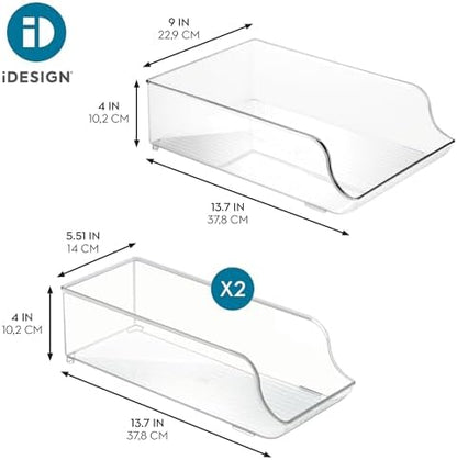 iDesign Water Bottle Organizer and Soda Can Dispenser for Refrigerator or Pantry - Set of 3 - Clear