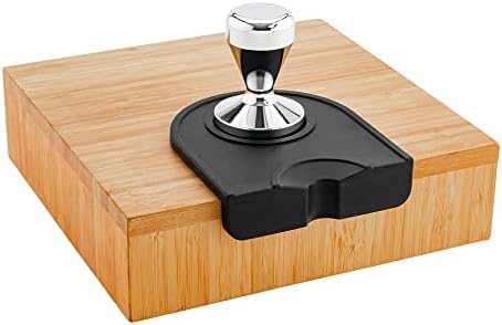 Restaurantware Restpresso 5.3 x 4.75 Inch Tamping Mat 1 Anti-Slip Espresso Mat - With Tamper Holder & Portafilter Slot For Barista Home Kitchen Office Or Bar Black Silicone Coffee Tamper Mat