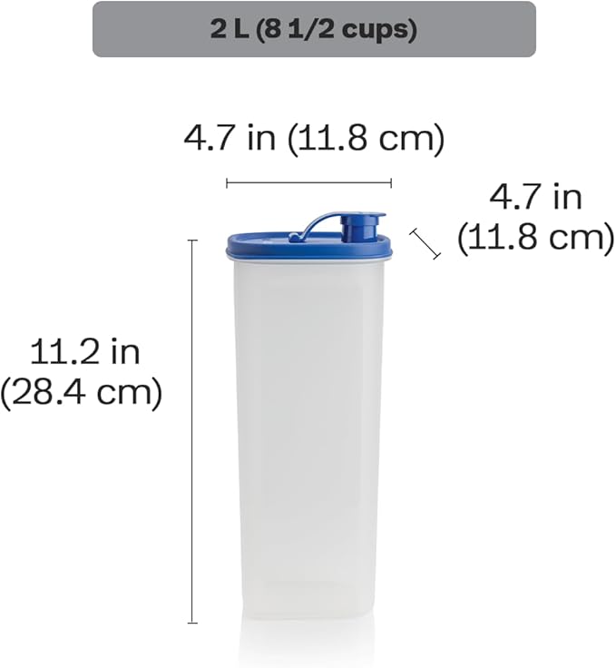 Tupperware Slim Line 2-Pitcher Set in Blue, Dishwasher Safe and BPA Free