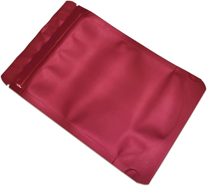 PABCK 50 Pieces 5.5x7.87 inch(Inside Size 4.7x5.1 inch) Stand-Up Resealable Heat Seal Bags 3.55mil Thick Red Foil Sealed Bags for Zip Packaging Lock Food Storage Pouch