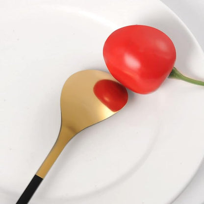 AnSaw Elegant Black & Gold Leaf Espresso Spoons