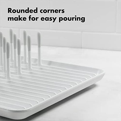 OXO Good Grips Compact Dish Rack Biscuit | For Dishware | 13-3/4 x 10-3/8 x 3-1/2 Inch | Non-Skid Feet | Pack of 4