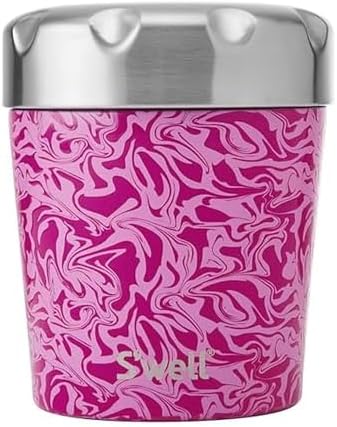 S'well Stainless Steel Ice Cream Chiller, 16oz, Strawberry Swirl, Triple Layered Vacuum Insulated Container Keeps Ice Cream Frozen For Up To Four Hours, BPA Free
