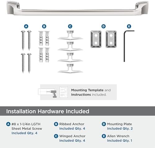 Amerock Revitalize Polished Nickel 18 inch (457 mm) Center-to-Center Towel Bar, BH36033PN