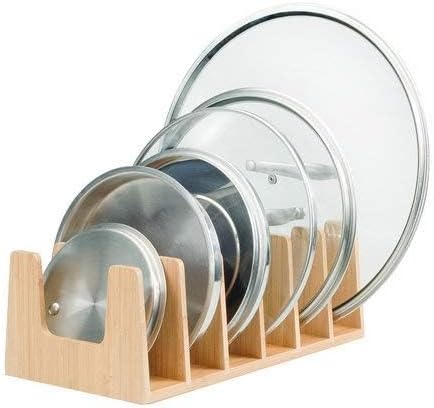 MobileVision Bamboo Pot Lid Holder Organizer
