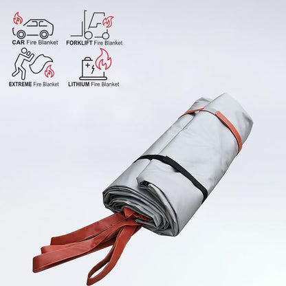 Emergency Fire Blanket for Car,Fiberglass Fire Extinguisher Blankets,Survival Safety Fire Suppression Blanket for Electric/Fuel Vehicle Accidents with Carry Bag(19.7 * 23)