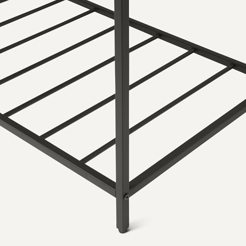 Amazon Basics Kitchen Island with 3 Storage Shelves, Black and Oak Effect, Melamine Surface, Adjustable Feet
