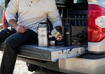 THERMOS Stainless King Vacuum-Insulated Food Jar Matte Steel | With Storage Containers | Built-in Handle | 47 Ounce | Pack of 4