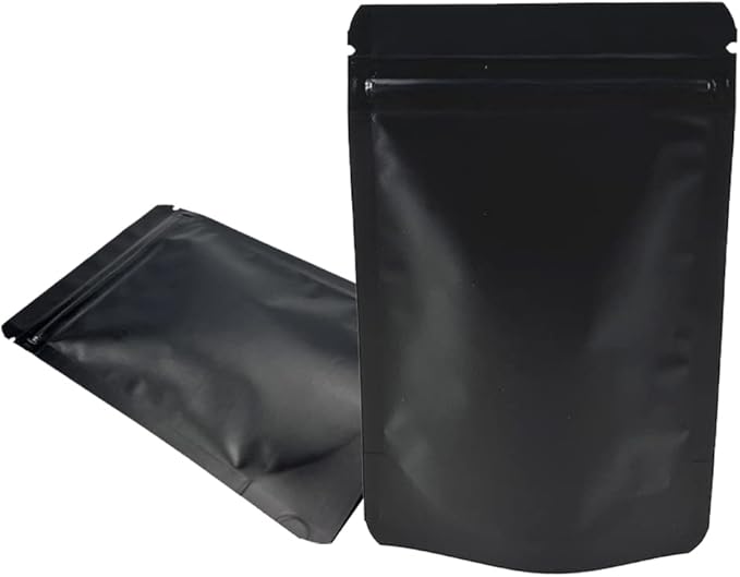 PABCK Stand-Up Resealable Heat Seal Bags 3.55mil Thick Mylar Frosted Black Foil Sealed Bags 50 Pieces 3.35x5.1 inch for Zip Packaging Lock Food Storage Pouch