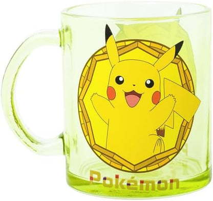 Silver Buffalo Pokémon Pikachu Stained Glass, Glass Coffee Mug, 17.5oz