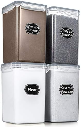 Wildone Flour Sugar Storage Containers 6.5L, 4 PCS, Gray